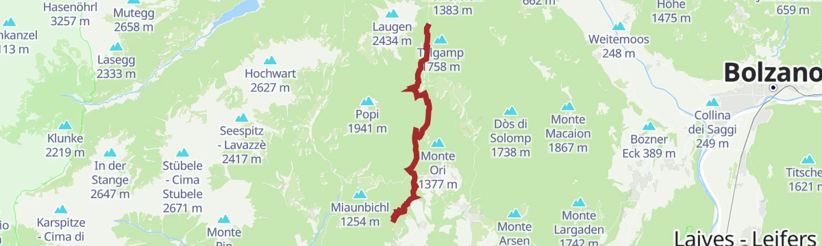 Route map: Hike Gampenpass - Maso Plaz